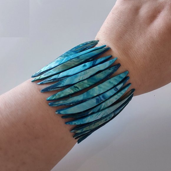Abalone Shell Bracelet Ocean blue - Picture 2 of 4